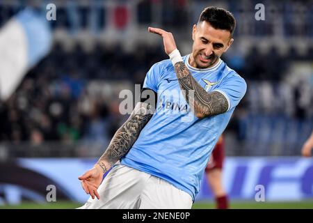 Rom, Italien. 16. Februar 2023. Matias Vecino von SS Lazio sieht während des Fußballspiels der Conference League zwischen SS Lazio und CFR Cluj im Olimpico-Stadion in Roma (Italien) im Februar 16. 2023 deprimiert aus. Foto Andrea Staccioli/Insidefoto Credit: Insidefoto di andrea staccioli/Alamy Live News Stockfoto