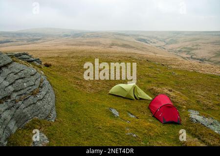 Wildes Camping im Dartmoor-Nationalpark Stockfoto