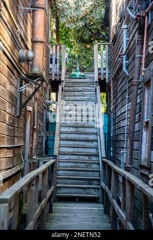 Das Locke Historic District liegt in der Gegend des Sacramento-San Joaquin River Delta in Norhern Kalifornien. Die Stadt wurde als erste Wet entwickelt Stockfoto