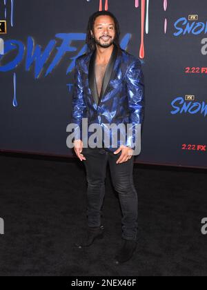 15. Februar 2023 - Burbank, Kalifornien - Brandon Jay McLaren. Red Carpet Premiere Event für die sechste und letzte Saison des „Schneefalls“ von FX im Academy Museum of Motion Pictures, Ted Mann Theater. (Kreditbild: © Billy Bennight/AdMedia via ZUMA Press Wire) NUR REDAKTIONELLE VERWENDUNG! Nicht für den kommerziellen GEBRAUCH! Stockfoto