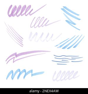 Striche von Filzstiften und Markern. Sammlung von Vektorelementen. Stock Vektor