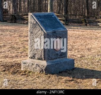 Die Positionsmarkierung für das 14. Brooklyn der New York State Miliz auf der Stone Avenue im Gettysburg National Military Park Stockfoto