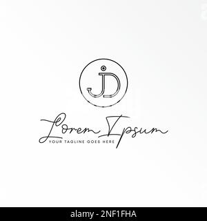 Brief JD oder DJ latin handgeschrieben ohne serifenfarbene Schriftart in Strichgrafik Symbol Logo Design abstraktes Konzept Vektormaterial Initial oder Monogramm Stock Vektor