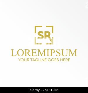 Buchstabe oder Wort SR ohne serifenfarbene Schriftart im Schnitt quadratische Kreislinie Bild Symbol Symbol Logo Design abstraktes Konzept Vektormaterial Initial oder Monogramm Stock Vektor