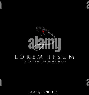Brief JD oder DJ latin handgeschrieben ohne serifenfarbene Schriftart in Strichgrafik Symbol Logo Design abstraktes Konzept Vektormaterial Initial oder Monogramm Stock Vektor