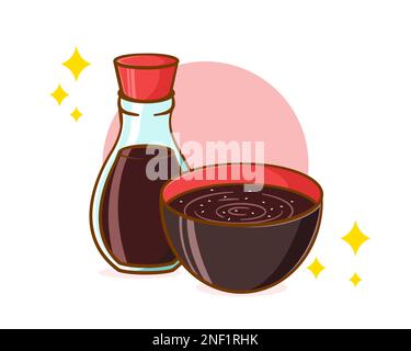 Süße japanische Sojasauce-Zeichentrickfilme Stock Vektor