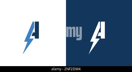 Moderner und starker Buchstabe Ein anfängliches Lightning Logo-Design Stock Vektor