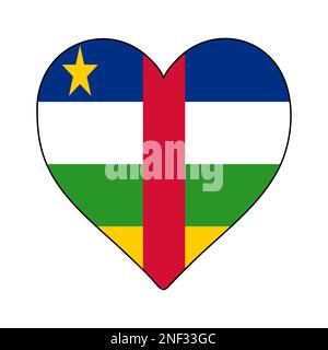 Zentralafrikanische Republik Herzform Flagge. Ich Liebe Die Zentralafrikanische Republik. Besuchen Sie Die Zentralafrikanische Republik. Mittleres Afrika. Afrikanische Union. Vektor Illustr Stock Vektor