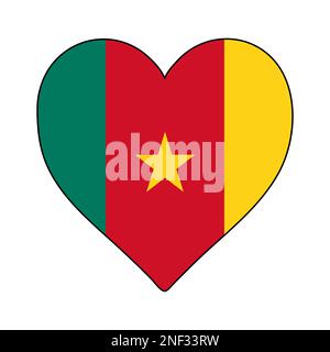 Kamerun Herzform Flagge. Ich Liebe Kamerun. Besuchen Sie Kamerun. Mittleres Afrika. Afrikanische Union. Grafische Konstruktion Von Vektordarstellungen. Stock Vektor