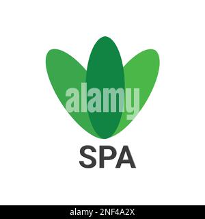 Ein Blattlogo mit Vektordarstellung und isoliertem Spa-Text auf weißem Hintergrund. Für Spa-Logo, Hotels, Bar verwenden. Stock Vektor