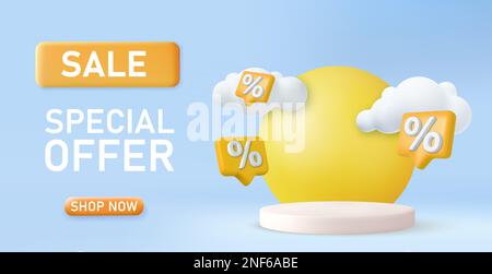 sonderangebot zum 3D-Verkauf, Stock Vektor