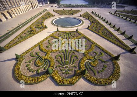 Frankreich - Ile de France - Yvelines (78) - Versailles: Chateau de Versailles: Die Dekoration aus Buchholz auf dem südlichen Parterre, entworfen von Le Notre mit, in Stockfoto