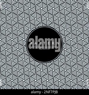Schwarz-weiße sechseckige Linse mit abstraktem Muster. Modernes Linienmuster Stock Vektor