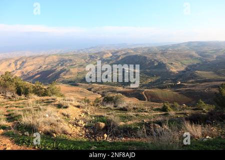 Berg Nebo, Mount Nebo, Abarim Gebirge, Jordanien / Abarim Mountains, Jordanien Stockfoto