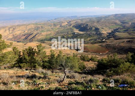 Berg Nebo, Mount Nebo, Abarim Gebirge, Jordanien / Blick von Berg Nebo, Jordanien Stockfoto