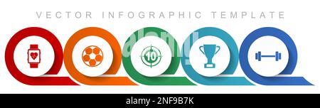 Sport-Symbolset, verschiedene Symbole wie Smartwatch, Fußball, Dart, Becher und Fitness für webdesign und mobile Anwendungen, flache Design-Infographi Stock Vektor