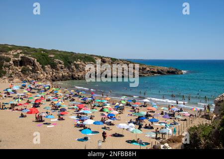 Calamosche, eine wunderschöne sandige Bucht im Vendicari Naturschutzgebiet, zwischen Noto und Marzamemi, Sizilien, Italien. Stockfoto