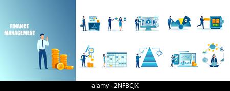 Vector legt das Konzept für das Management von Geschäftsfinanzen fest Stock Vektor