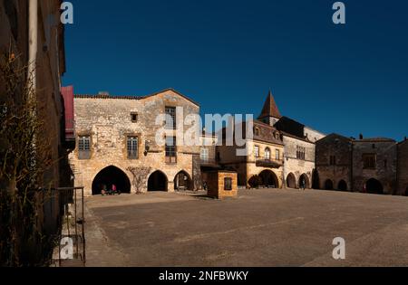 Place des Cornières, Monpazier, Departement Dordgne, Frankreich Stockfoto