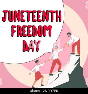 Konzeptionelle Ausstellung Juneteenth Freedom Day, Konzept bedeutet gesetzlicher Feiertag in den Vereinigten Staaten zum Gedenken an das Ende der Sklaverei Stockfoto