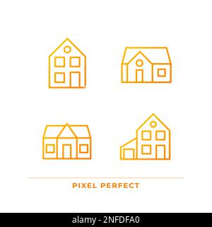 Eine einzelne Familie enthält einen Satz von Symbolen für lineare Vektoren mit pixelperfektem Gradienten Stock Vektor