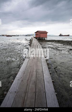 Traditionelle Clan-Anlegestellen in George Town, Penang, Malaysia Stockfoto