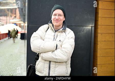 Andreas Gerlich alias Alfi Hartkor hat am 15.02.2023 einen Auftritt bei DSDS 2023 | Deutschland sucht den Superstar | 20. Staffel, hier im Bild am ran Stockfoto