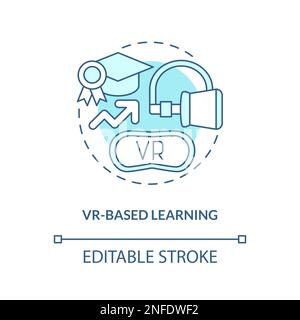 VR-basiertes Lernen Türkis Konzept Symbol Stock Vektor