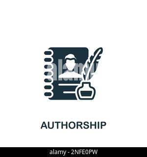 Symbol "Authorship". Einfarbiges einfaches Schild aus der Sammlung von geistigem Eigentum. Urheberrechtssymbol für Logo, Vorlagen, Webdesign und Infografiken. Stock Vektor
