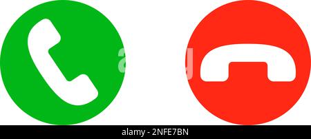 Symbolgruppe für die Gesprächstaste und die Abweisungstaste. Bearbeitbarer Vektor. Stock Vektor