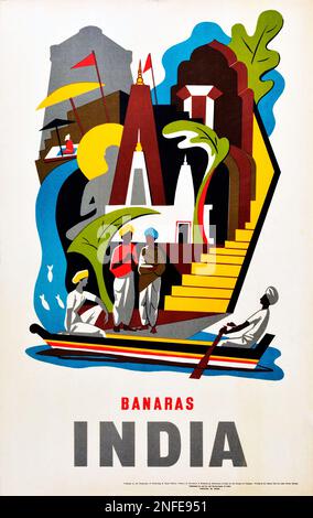 Reiseposter Vintage India - Banaras ( Varanasi ) Stockfoto