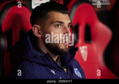 Sevilla, Spanien. 16. Februar 2023. Rafa mir vom FC Sevilla während des Spiels der UEFA Europa League zwischen dem FC Sevilla und PSV Eindhoven im Estadio Ramon Sanchez Pizjuan in Sevilla. (Foto: Gonzales Photo/Alamy Live News Stockfoto