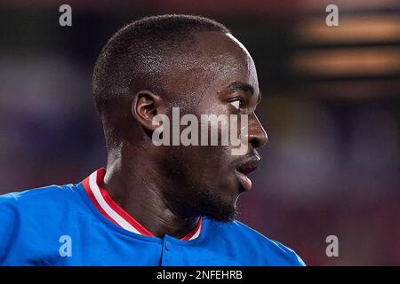 Sevilla, Spanien. 16. Februar 2023. Jordan Teze von PSV Eindhoven wurde während des Spiels der UEFA Europa League zwischen dem FC Sevilla und PSV Eindhoven im Estadio Ramon Sanchez Pizjuan in Sevilla gesehen. (Foto: Gonzales Photo/Alamy Live News Stockfoto