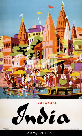 Reiseposter Vintage India - Varanasi. Stockfoto