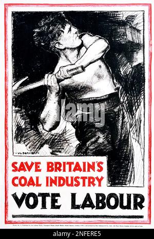 1930er Poster der britischen Labour Party – Save Britain's Coal Industry, Vote Labour Stockfoto