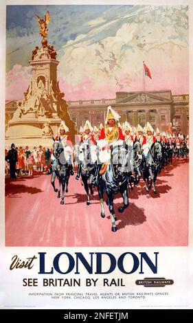 Vintage British Railways Travel Poster - Visit London, See Britain By Rail Stockfoto