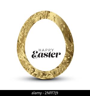 Happy Easter – minimalistische osterkarte mit goldenen Eiern. Einfache, edle, minimalistische osterkarte mit goldenem Akzent und Platz für Stock Vektor