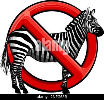 Verbotenes Zebra in schwarz-weißen Streifen. Vektordarstellung Stock Vektor