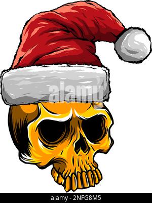 vektordarstellung des Weihnachtsschädels. T-Shirts im Vintage-Design Stock Vektor