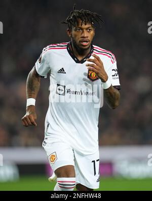 Fred von Manchester United während des Spiels La Liga zwischen dem FC Barcelona und Manchester United spielte am 16. Februar 2023 im Spotify Camp Nou Stadium in Barcelona, Spanien. (Foto: Sergio Ruiz / PRESSIN) Stockfoto