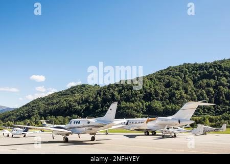 Schweiz, Kanton Tessin, Lugano, Flughafen Agno Stockfoto