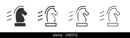 Horse Chess Icons Kollektion in zwei verschiedenen Styles und verschiedenen Strichen. Vektordarstellung EPS10 Stock Vektor