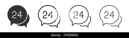 24 Stunden Icons Kollektion in zwei verschiedenen Styles und verschiedenen Strichen. Vektordarstellung EPS10 Stock Vektor