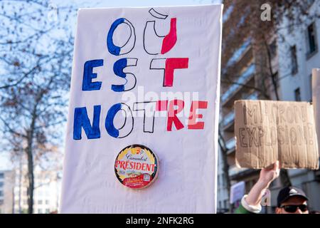 Frankreich, Lyon, 2023-02-16. Demonstration gegen die Rentenreform. Foto von Franck CHAPOLARD. Stockfoto