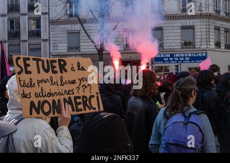 Frankreich, Lyon, 2023-02-16. Demonstration gegen die Rentenreform. Foto von Franck CHAPOLARD. Stockfoto