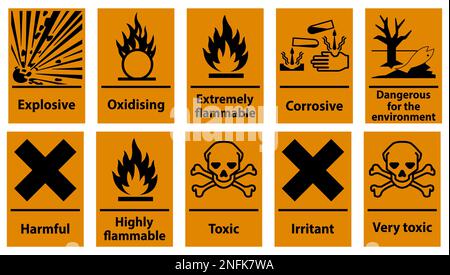 Symbol Warnschild Für Gefährliche Giftige Stoffe, Warnschild Für Chemische Gefahren Stock Vektor