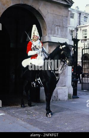 Vereinigtes Königreich. England. Nach London. Whitehall. Pferdewache. Stockfoto