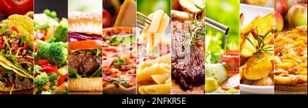 Collage von verschiedenen Lebensmitteln Stockfoto