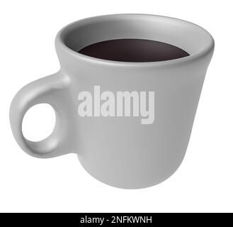 Tasse schwarzer Kaffee oder Tee isoliert. Speisekonzept. 3D-Rendering Stockfoto