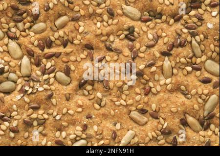 Bio-Knäckebrot mit Sesamsamen, Leinsamen und Sonnenblumenkernen Stockfoto